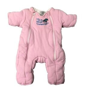 Baby Merlins Magic Sleepsuit One Piece Fleece Baby Small 3-6 Months Pink Cozy